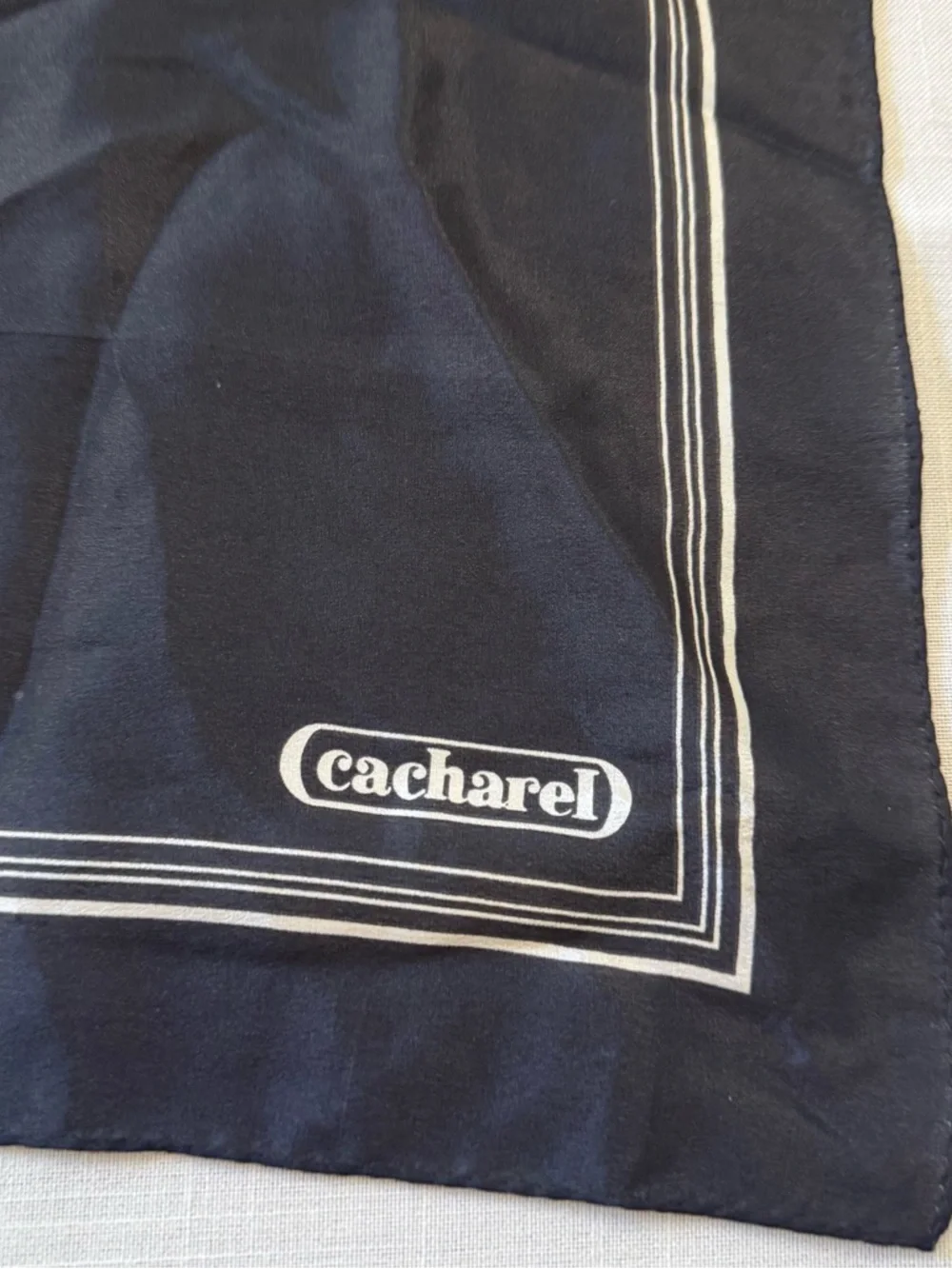 Cacharel Black and White Silk Small Scarf